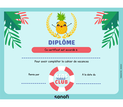 Diplôme vacances été - 8 ans et plus